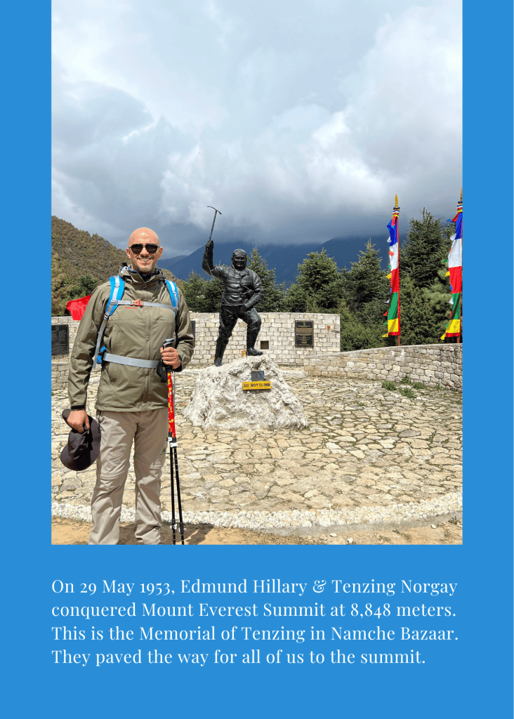 Mohamed Isa at the Tenzing Norgay memorial in Namche Bazaar
