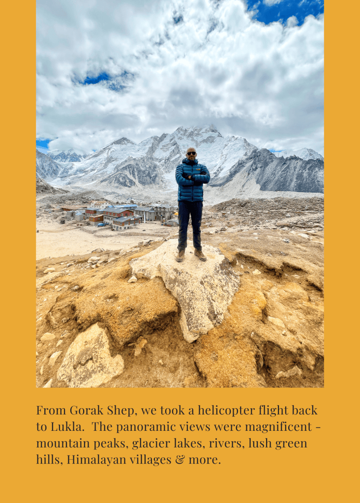 Mohamed Isa on a rock above Gorak Shep before the helicopter flight back to Lukla