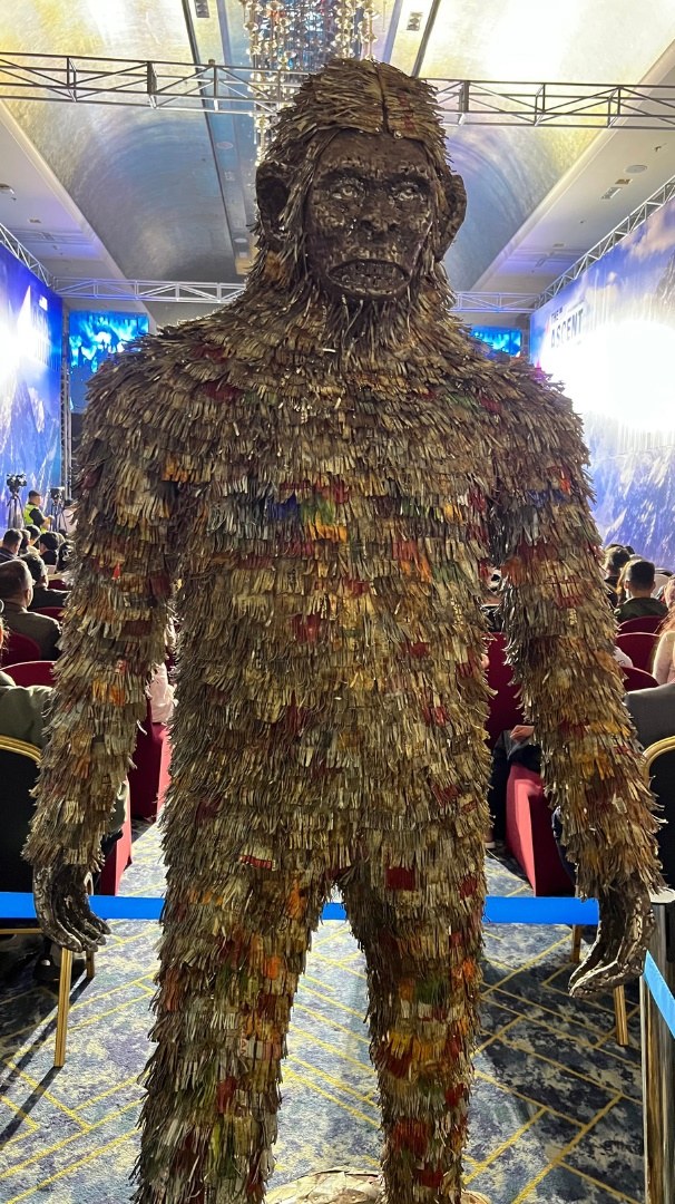 A Yeti sculpture built from waste collected on Mount Everest, at the entrance to the Ascent Summit hall